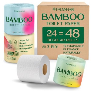Palm Naki Bamboo Toilet Paper 3-Ply, Mega Rolls 360 Sheets/Roll, Strong & Gentle, Tree-Free Septic-Safe - 1 of 4