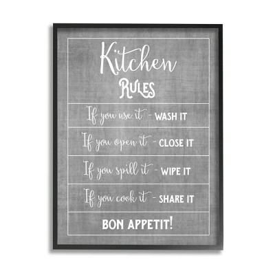 Stupell Industries Kitchen Rules Bon Appetit Sign Framed Giclee Art