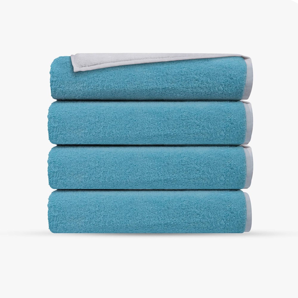 Photos - Towel Depera Home 4pc Double Face Turkish Bath  Set White/Seaglass