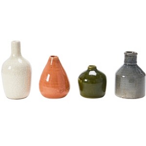 Stoneware Bud Vases in Crackle Glaze, Set of 4 - 1 of 4