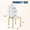 Set of 4 White PU Material High Resilience Dining Chair with Metal Gold Leg Luxury Simple Chair - 3 of 4