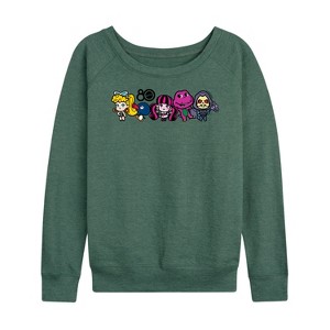 Women's - Mattel - 80Th Lineup Color Lightweight French Terry Wide Neck Long Sleeve Shirt - 1 of 4