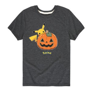 Boys' - Pokémon - Pikachu Halloween Jack O' Lantern Pumpkin Short Sleeve Graphic T-Shirt - 1 of 4