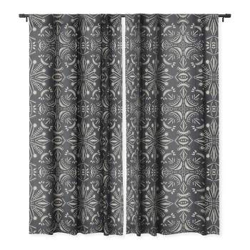 Schatzi Brown Boho Moons Charcoal Set of 2 Panel Blackout Window Curtain - Deny Designs