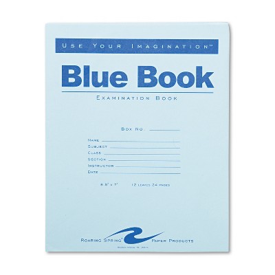 Roaring Spring Exam Blue Book Legal Rule 8-1/2 x 7 White 12 Sheets/24 Pages 77513