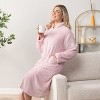 PAVILIA Womens Fluffy Housecoat Zip Robe, Faux Shearling Zipped Up Front Bathrobe, Plush Warm Zipper House Coat Lounger - 3 of 4