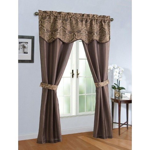 Window in a Bag White Floral Modern Window Curtain Set with Panel & Valance Window in a Bag White Floral Modern Window Curtain Set with Panel & Valance