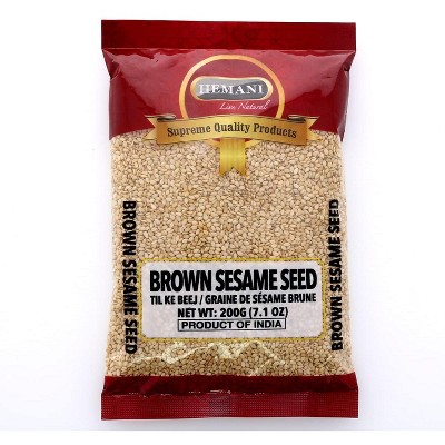 HEMANI Sesame Seeds Whole Brown - Raw (Till) - 200g (7.1 oz) - All Natural - Gluten Friendly - NON-GMO - Vegan - Indian Origin