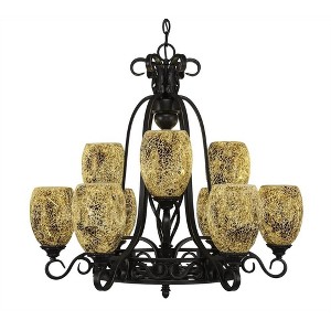 Toltec Lighting Elegante 9 - Light Chandelier in  Dark Granite with 5" Gold Fusion Shade - 1 of 1