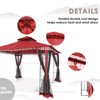 Bigget 11'x13' Outdoor Gazebo Tent with Double Roof, Patio Gazebo with Mosquito Netting, Patio Canopy for Backyard, Garden, Lawn and Deck, Red - 3 of 4