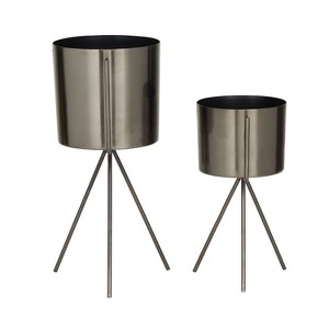 11.75" 2pc Contemporary Metal Planter Pots - Olivia & May - 1 of 4