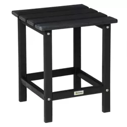 Outsunny Patio Side Table, 15" Square Outdoor End Table, HDPE Plastic Tea Table for Adirondack Chair, Backyard or Lawn, Black