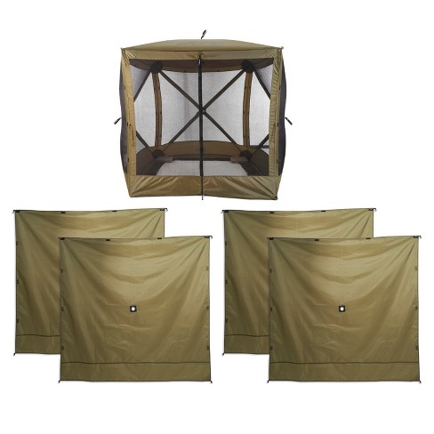 Clam Quick Set Escape 12 X 12 Foot Portable Pop Up Outdoor Camping Gazebo  Canopy Shelter Tent With Carry Bag And Wind Panels (3 Pack), Tan : Target