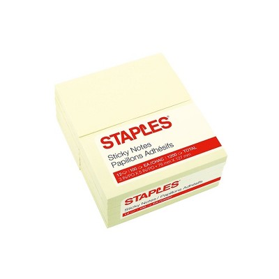 Staples Stickies Recycled Notes 3" x 5" Yellow 12 Pads/Pack (S-35YR12) 105825