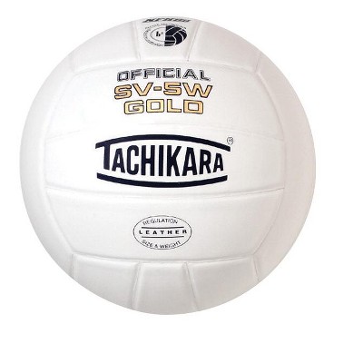 Tachikara SV5W Gold NFHS Premium Leather Volleyball, White