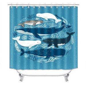 Cute Whale Shower Curtains for Bathroom Waterproof Fabric Bath Curtain Durable Soft Stylish Bathroom Decor 72x72 Inch - 1 of 1