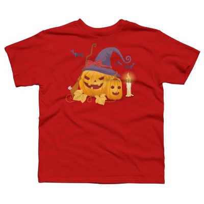 Boy's Design By Humans Halloween Witch Pumpkins With Bats Witch Pumpkins With Bats By VectorVillain T-Shirt