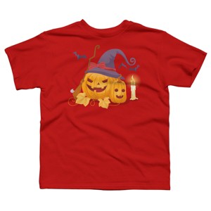Boy's Design By Humans Halloween Witch Pumpkins With Bats Witch Pumpkins With Bats By VectorVillain T-Shirt - 1 of 3