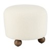 Sagebrook Home 17" Rubber Wood Round Ottoman with Ball Feet Ivory/Beige: Padded, Polyester Upholstery, No Assembly Required - image 4 of 4