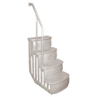 Main Access 200600T 24" Wide Heavy-Duty Resin Adjustable Above Ground Swimming Pool Smart Step Entry System with Handrail (No Ladder), Taupe