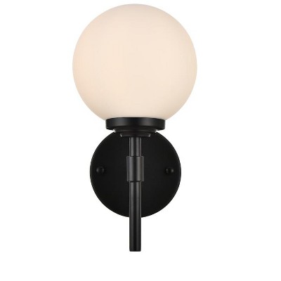 Elegant Lighting Ansley 1 light Black and frosted white Bath Sconce
