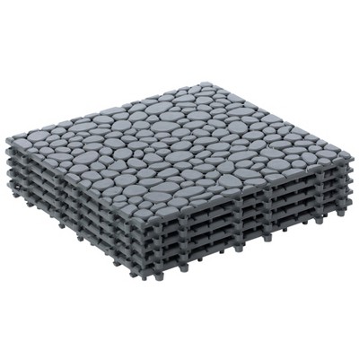 Gray 12" x 12" Interlocking Plastic Garden Pathway Tiles