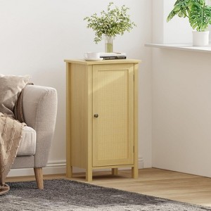 COZONY Boho Nightstand,16 Inch Rattan Nightstand with Drawer,Bedside Table for Bedroom | Sturdy Legs & Wood Top | Small Accent Cabinet - 1 of 4