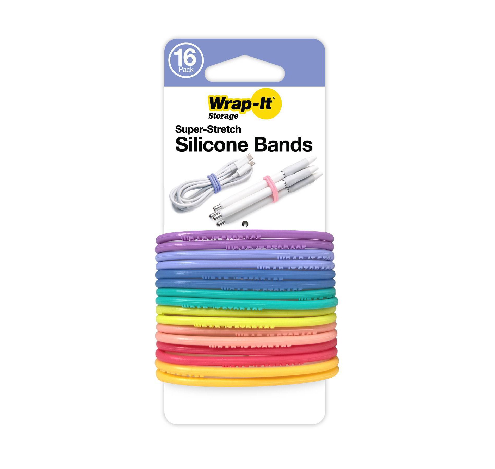 Wrap-It Silicone Bands 16pk Bright Pastel
