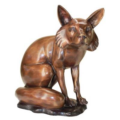Bronze Handcrafted Sitting Fox Garden Statue