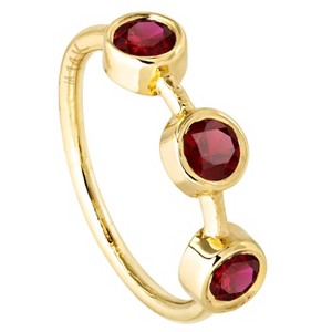 Jewelry Avalanche 20G 14K Gold Nose Hoop Ring with 3 Bezel Set Ruby Gemstones - 1 of 4