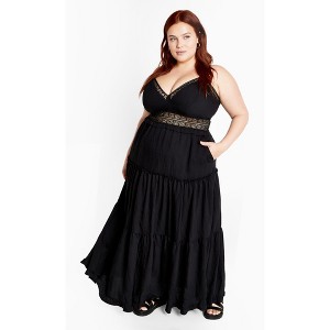 CITY CHIC | Women's Plus Size  Aura Maxi Dress - black - 24W - 1 of 4