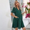 Clearlove Summer Dress Casual Lantern Sleeve V Neck Button Dress Swing Flowy Maternity Dresses - 2 of 4