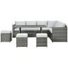 Resenkos Wicker Outdoor Patio Furniture Set, L-Shaped 7 Pieces Outdoor Dining Sectional Sofa, Gray - 2 of 4