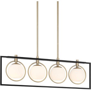 Possini Euro Design Carlyn 37 1/2" Mid Century Modern Pendant Chandelier Ceiling Light Fixture Dining Room Over Table Kitchen 4-Light Black Gold - 1 of 4