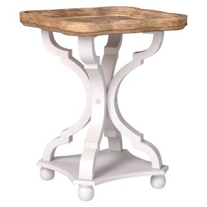 COZAYH Rustic Square Accent End Table with Wood Tray Top Nightstand for Small Spaces Living Room or Bedroom 19 x 19 x 25 Inches, White - 1 of 4