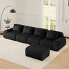 146" L-Shaped Modular Sofa Flannelette 4-Seater Ottoman Buckle No Assembly Black - 3 of 4