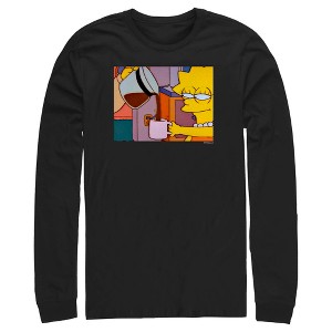 Men's The Simpsons Lisa Needs COFFEE, Sleepy Eyes Wake Up Long Sleeve Shirt - 1 of 4