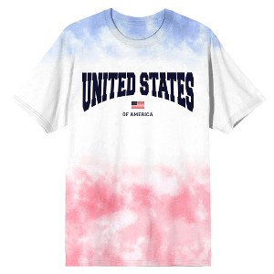 United States Of America Flag Adult Americana Wash Crew Neck Short Sleeve T-shirt - 1 of 4