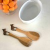 Slickblue Rustic Salad Server Set - Hand-Carved 11-12" Wooden Utensils with Animal Silhouette in Zebra or Giraffe Design - 3 of 4