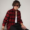 Campus Sutra Men Men's Midnight Black & Scarlet Red Brushed Buffalo Check Shirt - 2 of 4