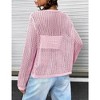 Womens Lightweight Crochet Cardigan Tie Front Shrugs Knit Cardigan Crop Tops Long Sleeve Mesh Sweaters Summer Beach Cover Up - Light Pink 2XL - 2 of 4