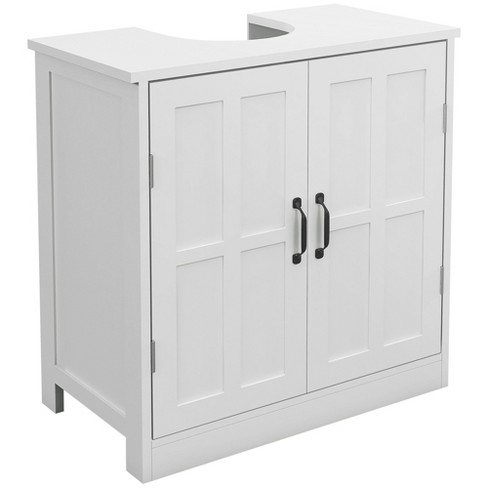 Kleankin Pedestal Under-sink Cabinet, Bathroom Storage Unit With Double ...