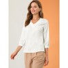 INSPIRE CHIC Women's V Neck 3/4 Sleeve Casual Office Work Satin Blouses - 4 of 4