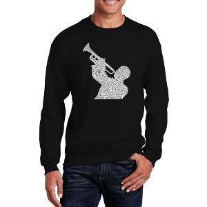 LA Pop Art Men's Word Art Crewneck Sweatshirt - ALL TIME JAZZ SONGS Black 4X Large - 1 of 4