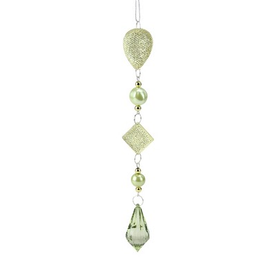 Raz Imports 9" Beaded Teardrop Pendant Christmas Ornament - Green/Gold