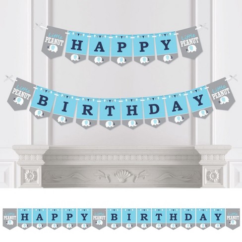 Big Dot of Happiness Blue Elephant - Boy Birthday Party Bunting Banner - Birthday Party Decorations - Happy Birthday