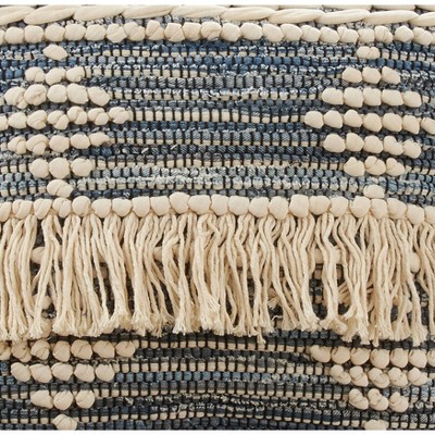 Blue Cotton Chindi Fringe Square Throw Pillow