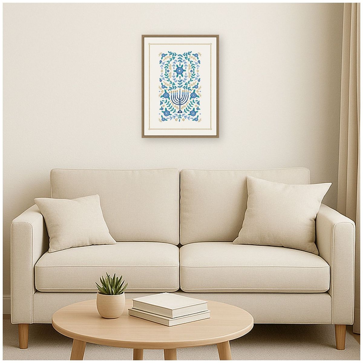 Kate and Laurel VYD Hanukkah Garden by Vicky Yorke Framed Canvas Wall Art Print, Sylvie Dark Gold, 18x24 - thumbnail 7