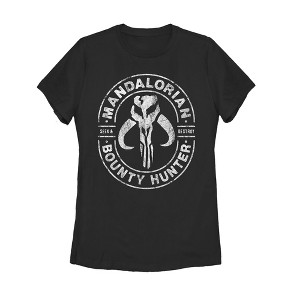 Women's Star Wars The Mandalorian Seek & Destroy Stamp T-Shirt - 1 of 3