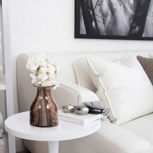 Decorative Frosted Glass Bottle Vase with Removeable Lid for Living Room Decor - Stylish Flower Vase for Flowers, Bedroom, and Home Decor - Brown - 1 of 4